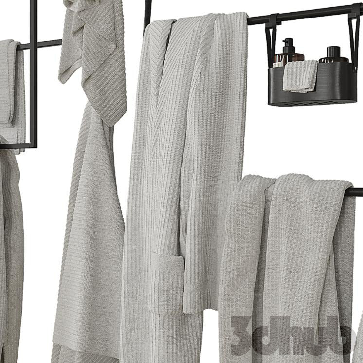 Decor Set XXX - Modern Towel Ladder & Bathroom Textile Set - 3D Model