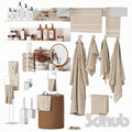Luxury Emerald Glass Bathroom Decor Set - 3D Model for Interior Design