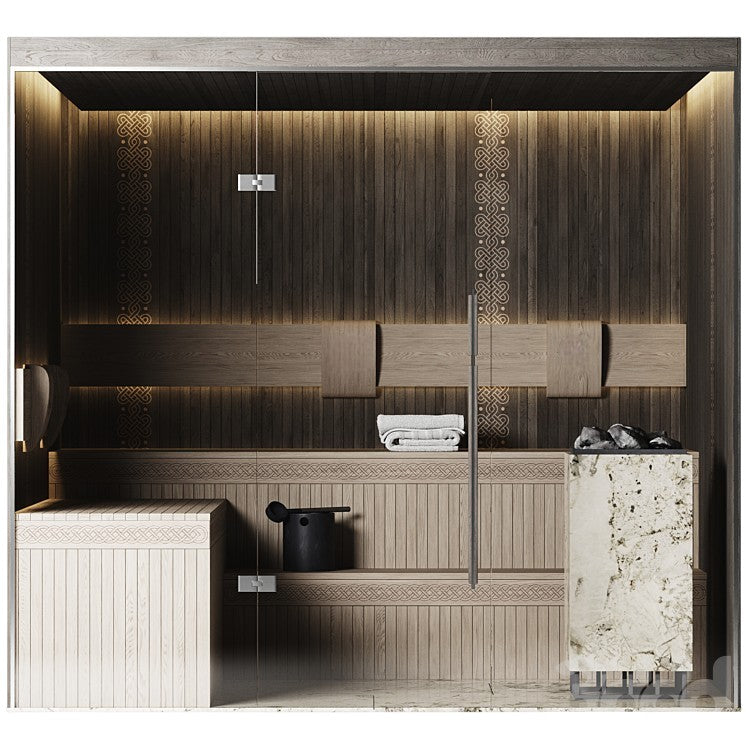 Premium Modern Finnish Sauna 3D Model & Textures Pack