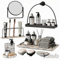 Minimalist Marble Bathroom Accessory Set - 3D Model for Interior Design