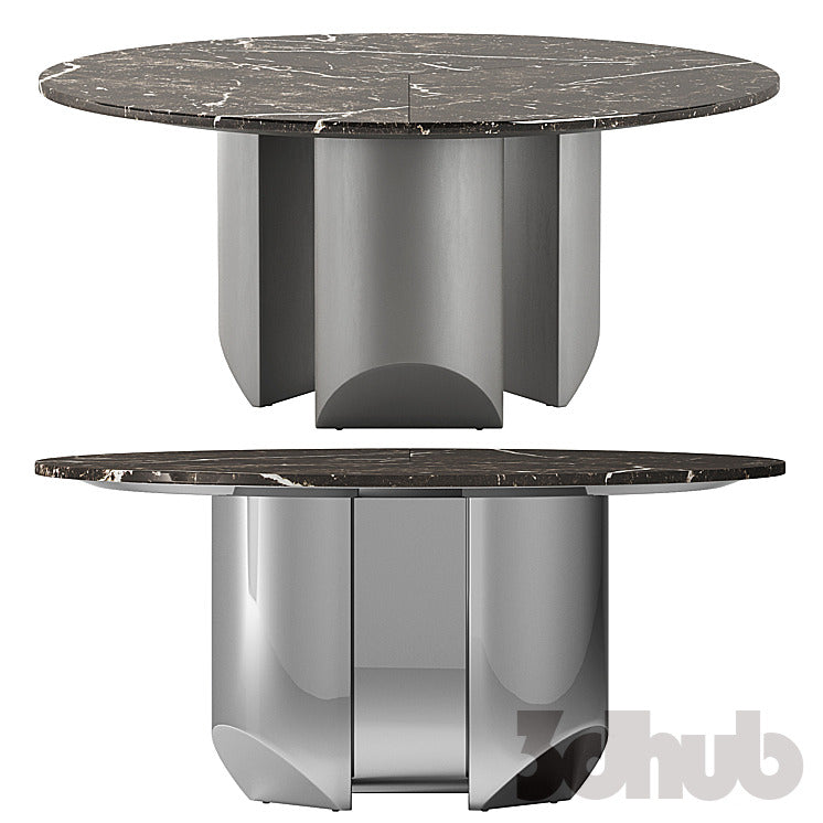 Minotti Wedge Dining Table Angie Chairs 3D Model Modern Marble Round Table Textured Boucle Armchairs Set 3ds Max FBX OBJ Pro