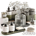 Decor Set XXX - Luxury Olive Glass Bathroom Wellness Set - 3D Model