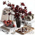 Decor Set XXX - Luxury Magnolia Flower & Tabletop Styling Set - 3D Model